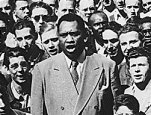 Photograph of Paul Robeson Leading Moore Shipyard Workers in Singing the Star Spangled Banner. Oakland, CA, September 1942