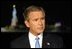 President George W. Bush addresses the nation from Ellis Island in New York City on the one year anniversary of the terror attacks on September 11. 