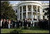 President Bush stands with Laura Bush, Vice President Dick Cheney and Mrs. Cheney as they observe a moment of silence, on the South Lawn, in honor of 9/11 victims September 11, 2005. This marks the fourth anniversary of terrorist attacks on both the World Trade Center and The Pentagon. 