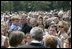 President George W. Bush meets some of the hundreds of family and friends who gathered on the South Lawn of the White House, Friday, Sept. 9, 2005, during the 9/11 Heroes Medal of Valor Award ceremony, in honor of the courage and commitment of emergency services personnel who died on Sept. 11, 2001.