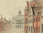 A view of the Federal Hall of the City of New York, as appeared in the year 1797; with the adjacent buildings thereto / by George Holland ; lith. & printed in colors by H.R. Robinson, 31, Park Row, N.