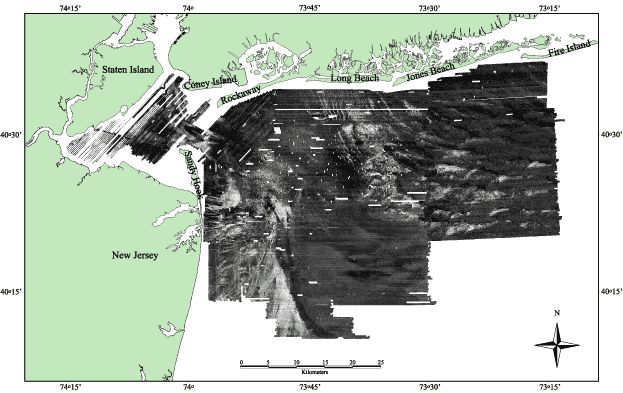  sidescan-sonar mosaic collected by the WHSC during several surveys off New York Bight