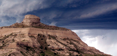 View of Sentinel Rock during a storm on June 10, 2006. Photo by Jonathan S. Garcia.