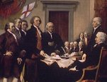 U.S. Capitol paintings. Signing of the Declaration of Independence, painting by John Trumbull in U.S. Capitol, detail II