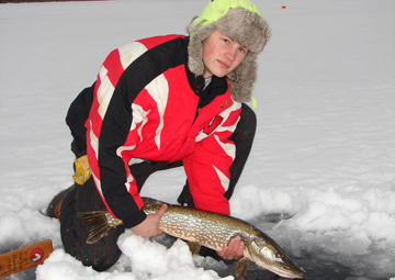 Ice fishing for pike