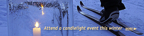 image of skier next to an ice candle