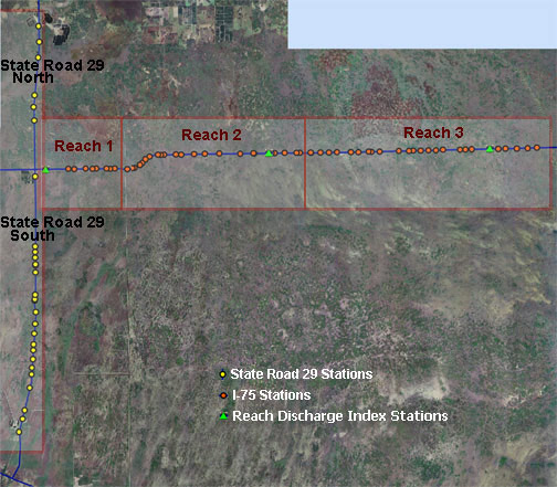 satellite map showing locations of State Road 29 and Interstate 75 stations