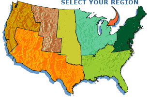 Select your region from this map of the continental United States.