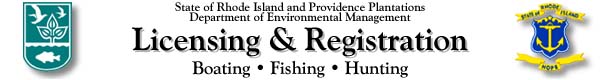 Graphic header, Rhode Island Department of Environmental Management Hunting, Fishing, and Boating Licensing