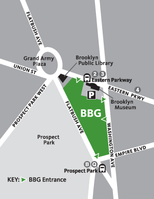 Map of BBG and the entrances.