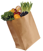 grocery bag full of produce