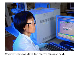 Chemist reviews data for methylmalonic acid.