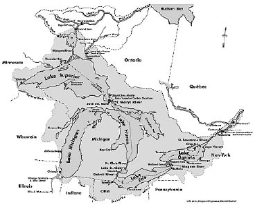 Map of the Great Lakes system.