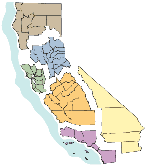 California map showing DFG Regions