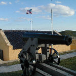 Fort Moultrie, with a 32 pdr. seacoast cannon in the foreground.