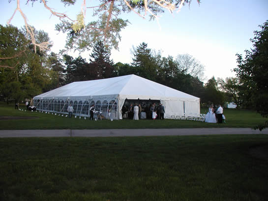 Tent on lawn