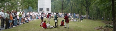 Loyalist reenactors resting on hilltop as they did before the battle begin.