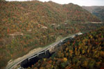 Aerial view of a valley.