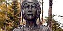 Bronze statue of a Passamaquoddy woman.
