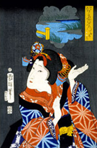 Ukiyo-e woodblock print of a woman