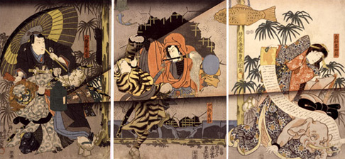 several different ukiyo-e that flow together