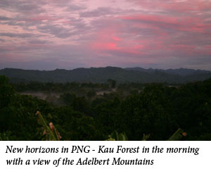 Uromi Goodale, New horizons in PNG - Kau Forest in the morning with a view of the Adelbert Mountains