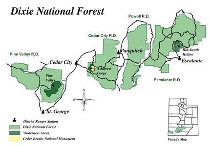 Dixie National Forest location map