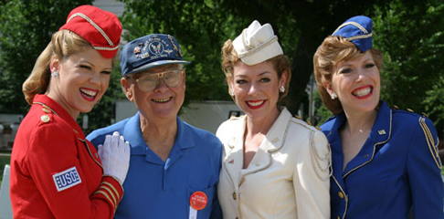 The USO's Liberty Bells, dressed in vintage World War II USO uniforms, brought back fond memories for this veteran at the World War II reunion.