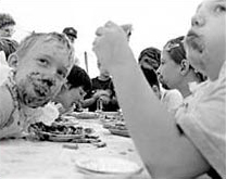 participants in the pie-eating contest at New Hampshire's Danbury Grange and Community Fair