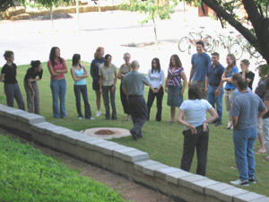 students standing outdoors in semi circle