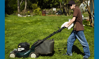 Teen worker lawn work