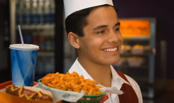Teen worker in food service