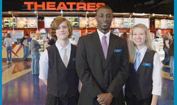 Teen workers in movie theater