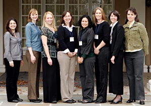 Picture of the Karen Wetterhahn Awardees at the 2007 SBRP annual meeting in Durham NC.  From left to right: Roxanne Karimi, Alicia R. Timme-Laragy, Tiffany Bredfeldt, Anne Spuches, Monica Mendez, Elena Craft, Blakely M. Adair, and Sheila Healy