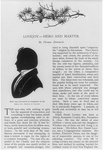 a page of text with a silhouette image of Lovejoy