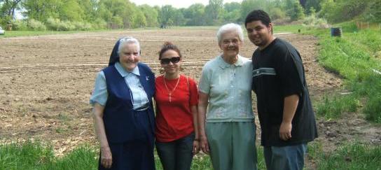 Sister Barbara, Sister Mary Zeno, Angel and Yashira Tour the Farm