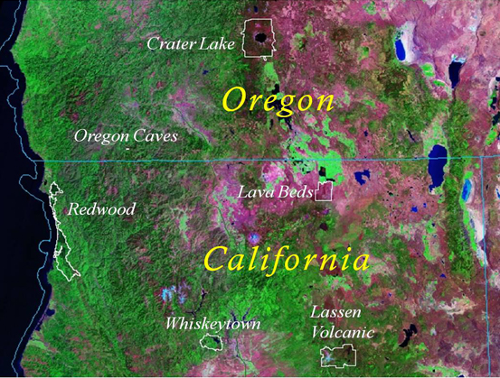 Klamath region parks' map