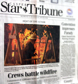 Star Tribune Cover with photo of firefighter and flames