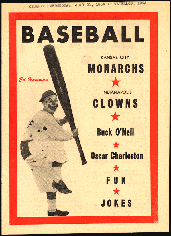 Baseball Game Program for Kansas City Monarchs and Indianapolis Clowns, 1954