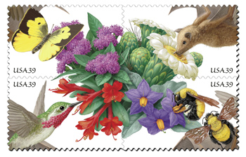 Pollination stamps arranged in two alternate and interlocking patterns.