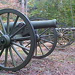Two cannons in the preserved trenches at Cheatham Hill.