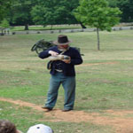 Historian gives an interpretive talk before a cannon demonstration