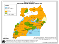 Uganda: Computer facilities, by district, August 2004