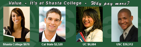 Why pay more? Register today at Shasta College!