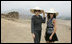 Mrs. Laura Bush and Ms. Barbara Bush stand inside the Pachacamac Archaeological Site in Lurin, Peru, Saturday, Nov. 22, 2008, during a tour of the ruins as part of the APEC Spouses Program. The site site Pachacamac is a complex of adobe pyramids in the Lurin valley, on Peru's central coast, and dates from AD 200.