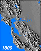 Urban extent in the San Francisco Bay Area in the year 1800