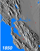 Urban extent in the San Francisco Bay Area in the year 1850