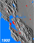Urban extent in the San Francisco Bay Area in the year 1900