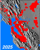 Urban extent in the San Francisco Bay Area in the year 2025