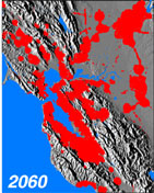 Urban extent in the San Francisco Bay Area in the year 2060